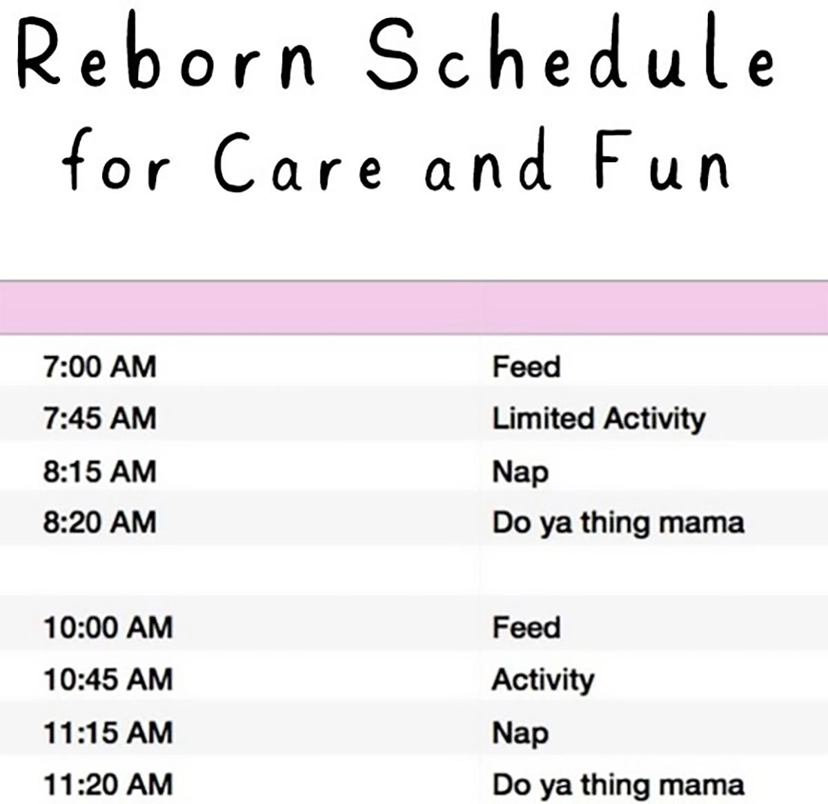 A Reborn Doll Schedule For Care and Fun